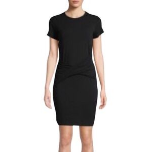 James Perse Womens Ruched Twisted Front T-Shirt Dress Black Size 0